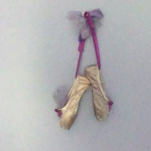 Decorative lavender and purple pointe ballet shoes